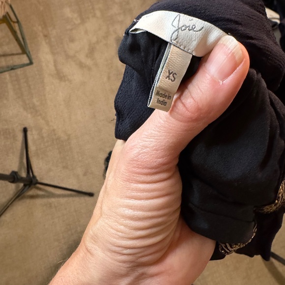 Joie Berline Gold Metallic Embroidered Beaded Sheer Black Long Sleeve Mini Dress - Picture 4 of 6